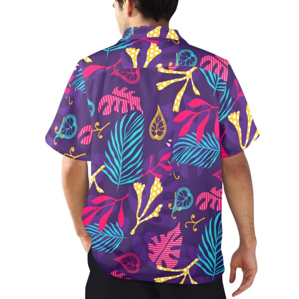 Mens Hawaiian Print Shirt – Men’s Tropical Floral Shirts – Purple Foliage Clothing Aloha shirt 3