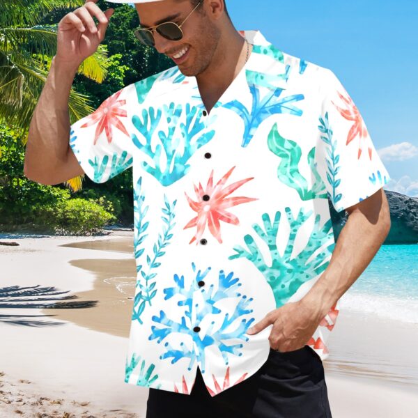 Mens Hawaiian Print Shirt – Men’s Tropical Floral Shirts – Pastel Coral Clothing Aloha shirt 2