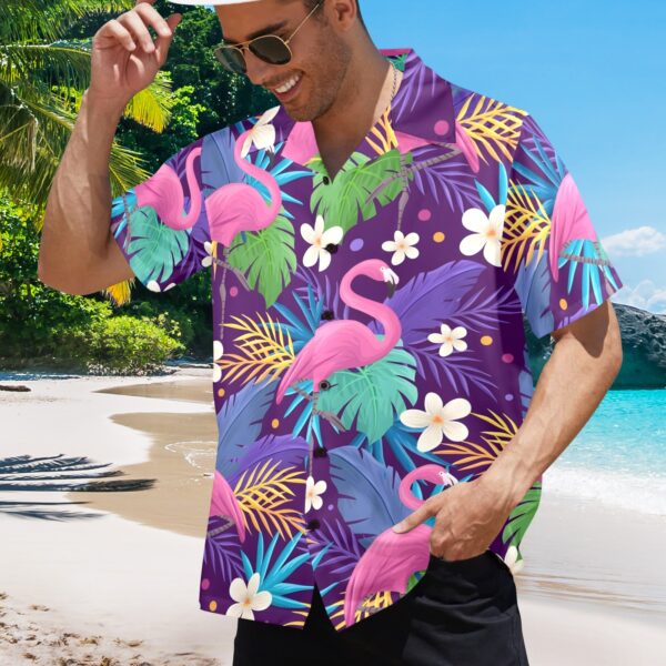 Mens Hawaiian Print Shirt – Men’s Tropical Floral Shirts – Flamingos Clothing Aloha shirt 2