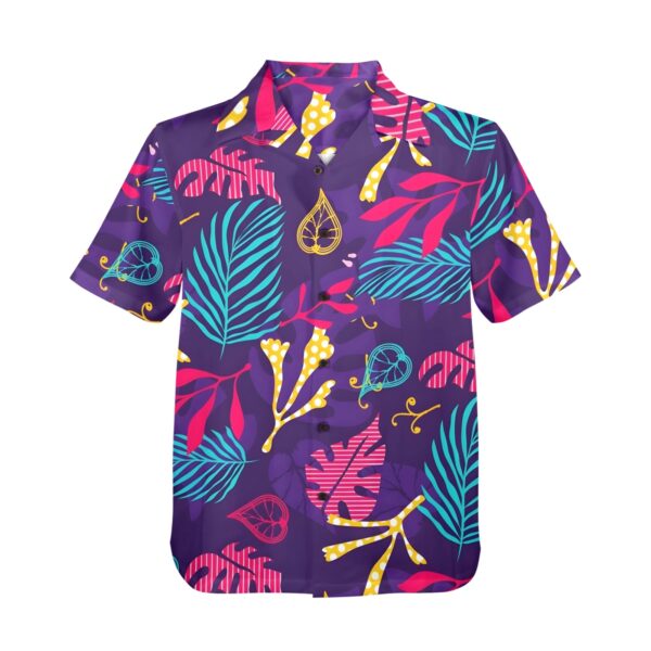 Mens Hawaiian Print Shirt – Men’s Tropical Floral Shirts – Purple Foliage Clothing Aloha shirt 4