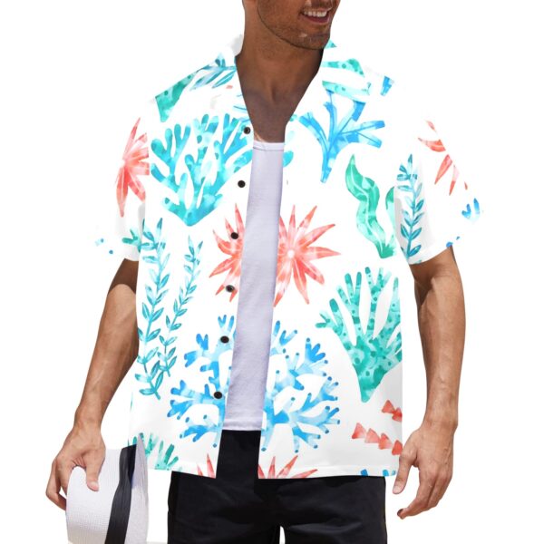 Mens Hawaiian Print Shirt – Men’s Tropical Floral Shirts – Pastel Coral Clothing Aloha shirt