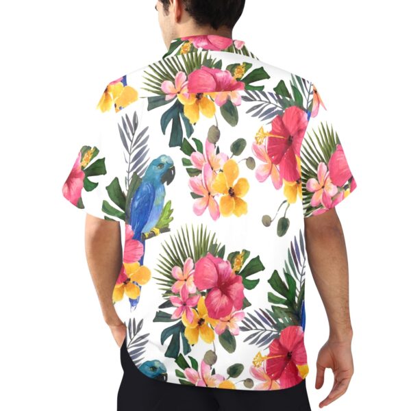 Mens Hawaiian Print Shirt – Men’s Tropical Floral Shirts – Orchid White Clothing Aloha shirt 3