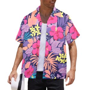 Mens Hawaiian Print Shirt – Men’s Tropical Floral Shirts – Floral Jungle Clothing Aloha shirt