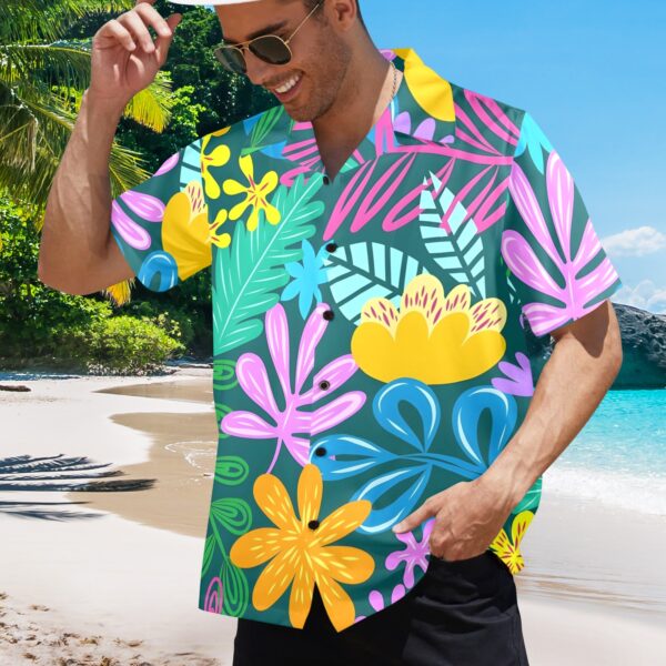 Mens Hawaiian Print Shirt – Men’s Tropical Floral Shirts – Pastel Jungle Clothing Aloha shirt 2