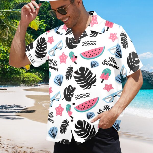Mens Hawaiian Print Shirt – Men’s Tropical Floral Shirts – Hello Summer Clothing Aloha shirt 2