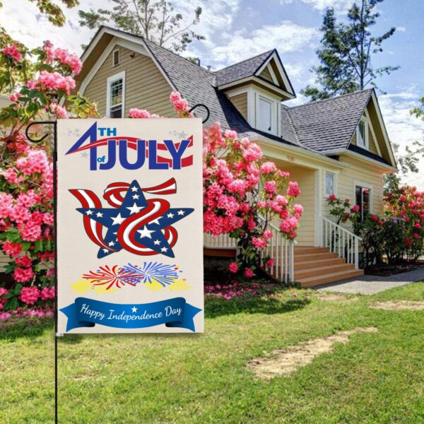 Independence Day Linen Garden Flag Banner – 4th Of July – Star 12 inches x 18 inches Garden Banner Flags Decorative Yard 6