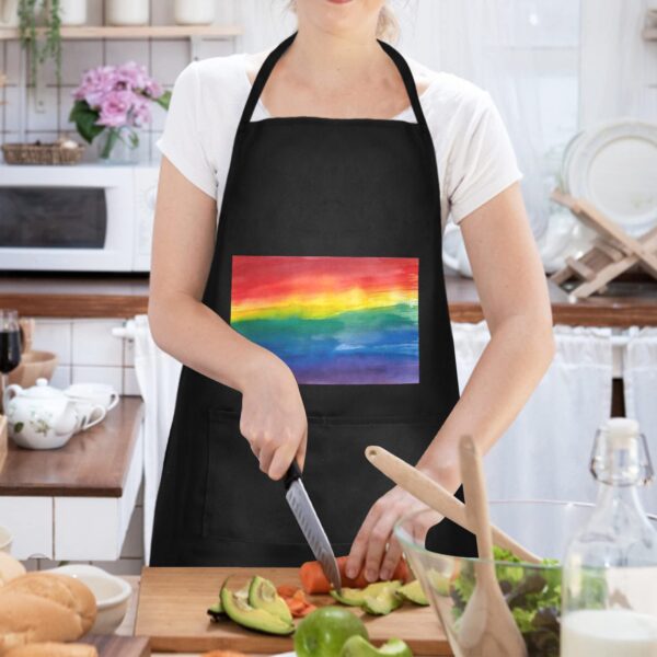 Ladie’s Apron – BBQ Grill Kitchen Chef Apron for Ladies – LGBTQ Rainbow Flag World Pride Aprons Adjustable Neck Apron 4