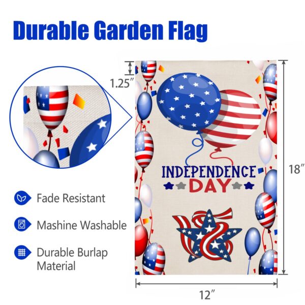 Independence Day Linen Garden Flag Banner – 4th Of July – Balloons 12 inches x 18 inches Garden Banner Flags Decorative Yard 3