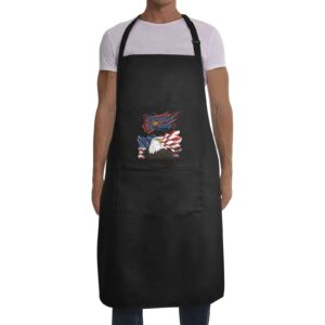 Men’s Apron – BBQ Grill Kitchen Chef Apron for Men – Independence Day Eagle Aprons 4th Of July