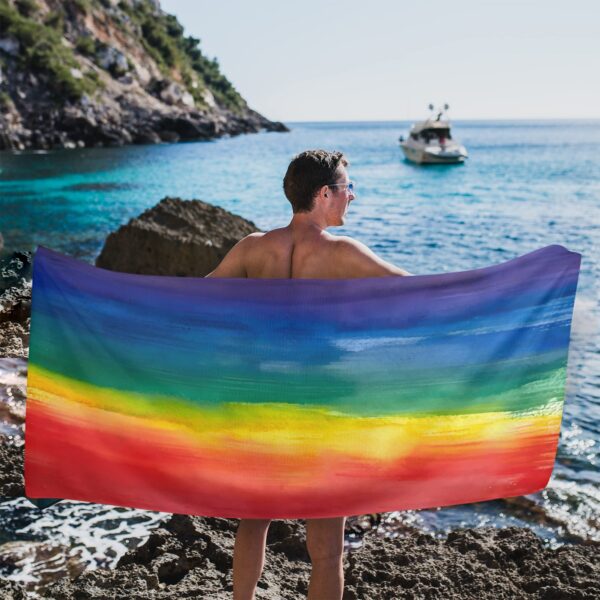 Beach Towel – LGBTQ World Pride Month Rainbow Flag Vertical Beach Towel 31"x71" Beach Towels beach towel 4