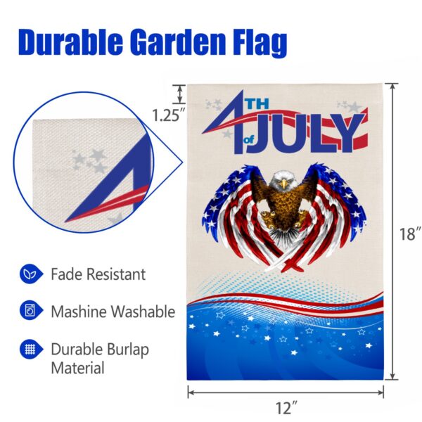 Independence Day Linen Garden Flag Banner – 4th Of July – Eagle 12 inches x 18 inches Garden Banner Flags Decorative Yard 3