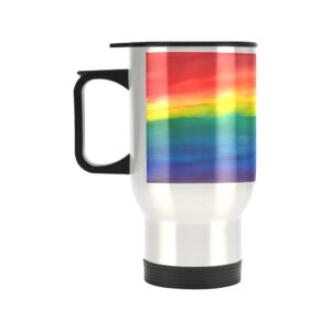 Insulated Stainless Steel Travel Mug – Commuters Cup – LGBTQ World Pride Month Travel Mug  – 14 Oz Drinkware Double Wall Insulated Cup