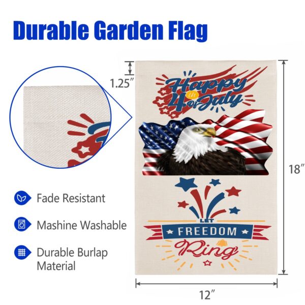 Independence Day Linen Garden Flag Banner – 4th Of July – Freedom Ring 12 inches x 18 inches IP-Garden Flags Decorative Yard 3