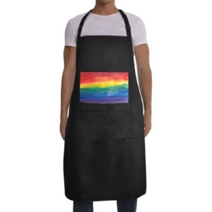 Men’s Apron – BBQ Grill Kitchen Chef Apron for Men – LGBTQ Rainbow Flag World Pride Aprons Adjustable Neck Apron