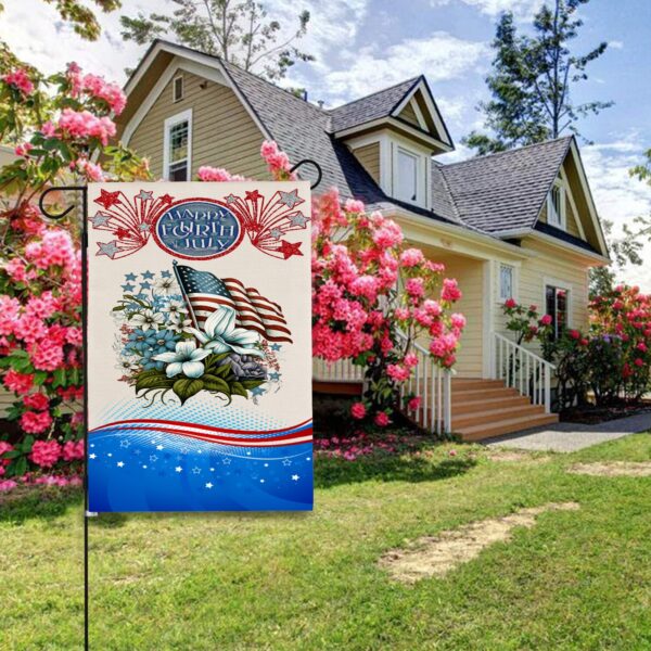 Independence Day Linen Garden Flag Banner – 4th Of July – Flower Basket 12 inches x 18 inches Garden Banner Flags Decorative Yard 5