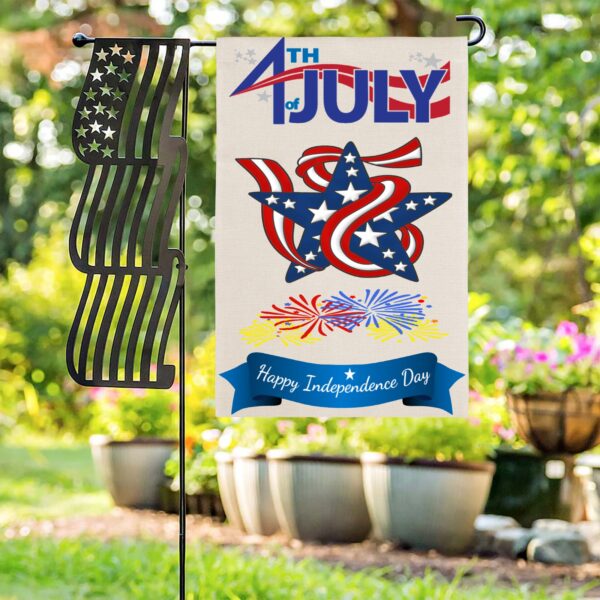 Independence Day Linen Garden Flag Banner – 4th Of July – Star 12 inches x 18 inches Garden Banner Flags Decorative Yard 4