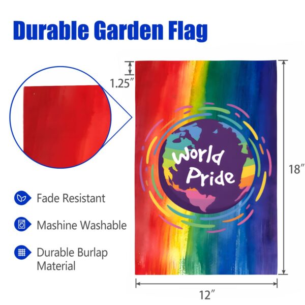 Garden Flag Banner – Rainbow LGBTQ World Pride 12″x18″ Linen Garden Flag Linen Garden Flag 12" x 18" Garden Banner Flags Decorative Yard 3