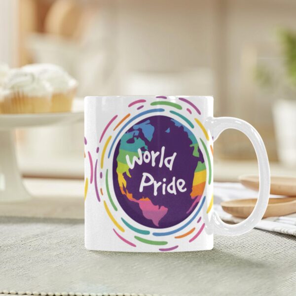 Ceramic Mug – 11 oz White – LGBTQ World Pride Month Globe Classic White Mug Drinkware Artistic Coffee Cups 5