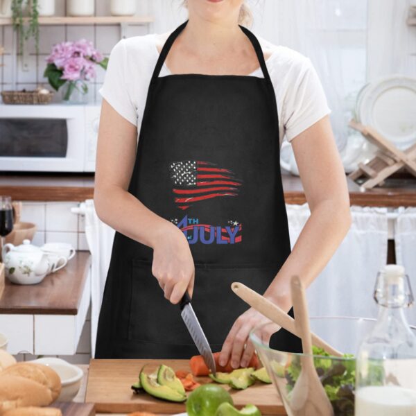 Ladie’s Apron – BBQ Grill Kitchen Chef Apron for Ladies – Independence Day Flagged Aprons 4th Of July 4