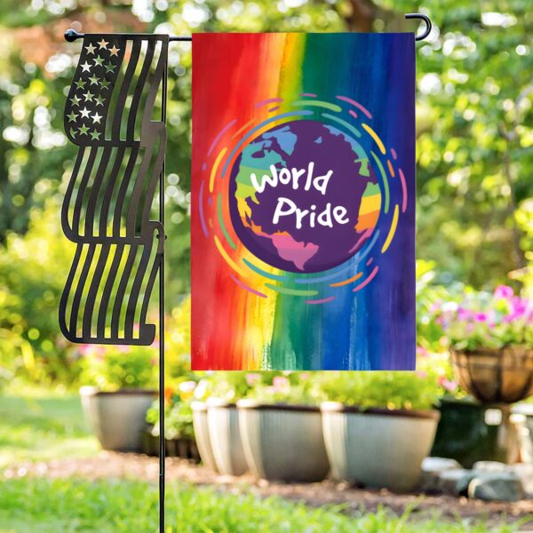 Garden Flag Banner – Rainbow LGBTQ World Pride 12″x18″ Linen Garden Flag Linen Garden Flag 12" x 18" Garden Banner Flags Decorative Yard 4