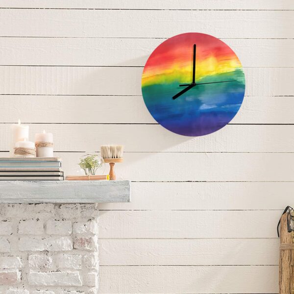 Wall Clock Artwork – LGBTQ World Pride Month Flag Personalized Wall Clock Holidays/Seasonal Custom Artwork Wall Clocks 5
