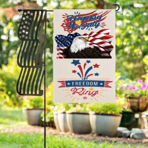 Independence Day Linen Garden Flag Banner – 4th Of July – Freedom Ring 12 inches x 18 inches Garden Banner Flags Decorative Yard