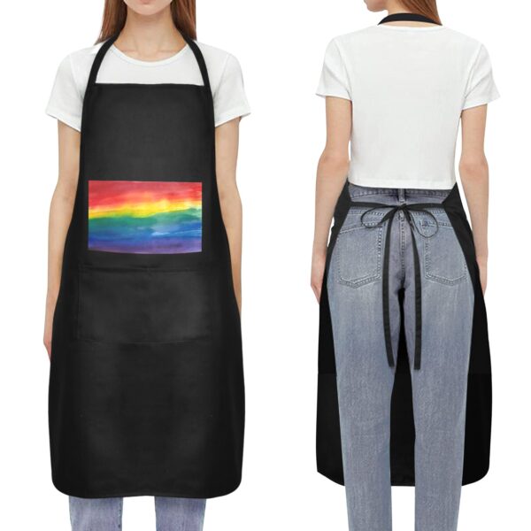 Ladie’s Apron – BBQ Grill Kitchen Chef Apron for Ladies – LGBTQ Rainbow Flag World Pride Aprons Adjustable Neck Apron 3