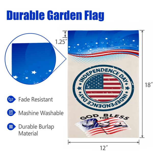 Independence Day Linen Garden Flag Banner – 4th Of July – Bless 12 inches x 18 inches Garden Banner Flags Decorative Yard 3
