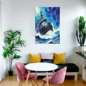 Canvas Prints Wall Art Print Decor – Framed Canvas Print 12×18 inch – Nautica 12" x 18" Abstract Canvas Art