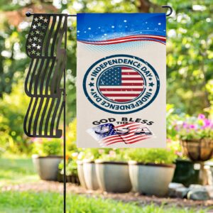 Independence Day Linen Garden Flag Banner – 4th Of July – Bless 12 inches x 18 inches Garden Banner Flags Decorative Yard