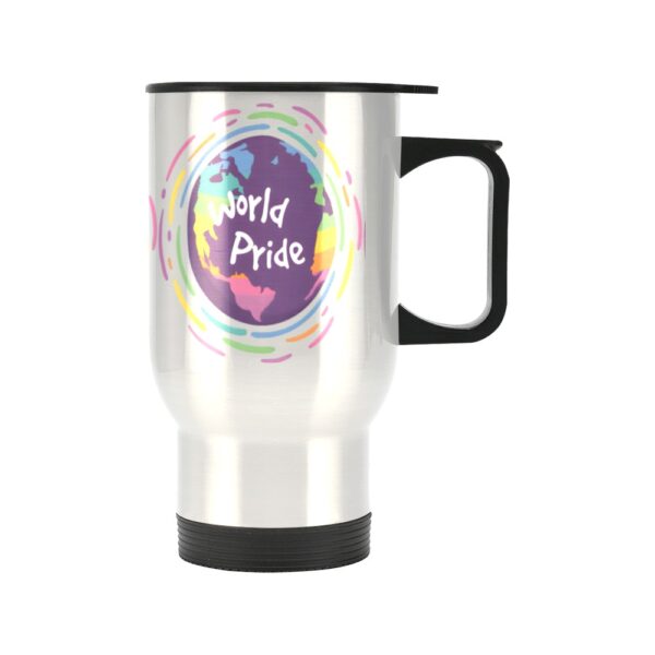 Insulated Stainless Steel Travel Mug – Commuters Cup – LGBTQ World Pride Month Globe Travel Mug  – 14 Oz Drinkware Double Wall Insulated Cup 3