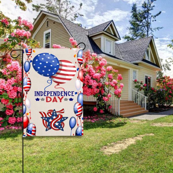 Independence Day Linen Garden Flag Banner – 4th Of July – Balloons 12 inches x 18 inches Garden Banner Flags Decorative Yard 5