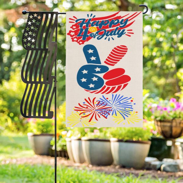Independence Day Linen Garden Flag Banner – 4th Of July – Peace 12 inches x 18 inches Garden Banner Flags Decorative Yard