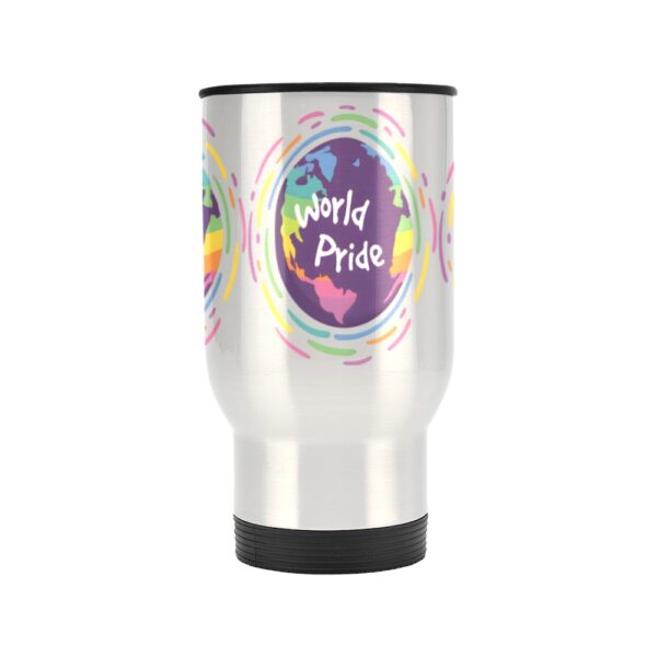 Insulated Stainless Steel Travel Mug – Commuters Cup – LGBTQ World Pride Month Globe Travel Mug  – 14 Oz Drinkware Double Wall Insulated Cup 2