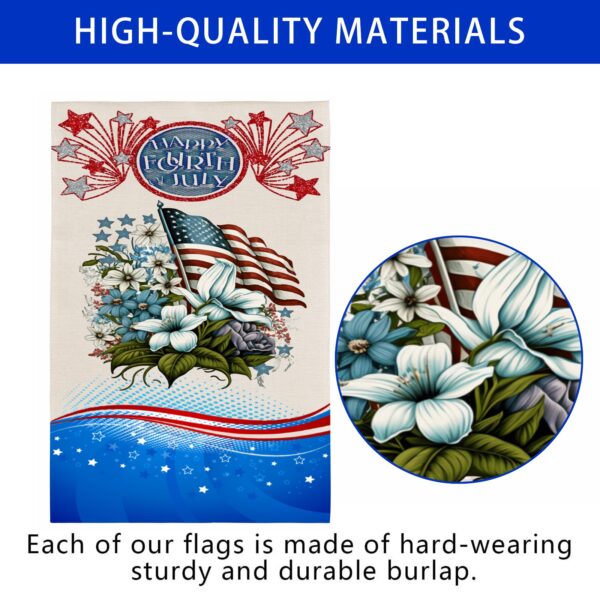 Independence Day Linen Garden Flag Banner – 4th Of July – Flower Basket 12 inches x 18 inches Garden Banner Flags Decorative Yard 2