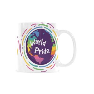 Ceramic Mug – 11 oz White – LGBTQ World Pride Month Globe Classic White Mug Drinkware Artistic Coffee Cups