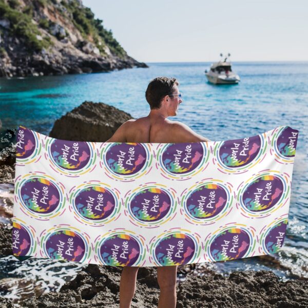 Beach Towel – LGBTQ World Pride Month Globe Beach Towel 31"x71" Beach Towels beach towel 4