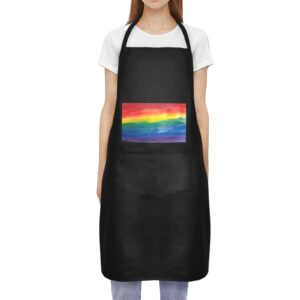 Ladie’s Apron – BBQ Grill Kitchen Chef Apron for Ladies – LGBTQ Rainbow Flag World Pride Aprons Adjustable Neck Apron