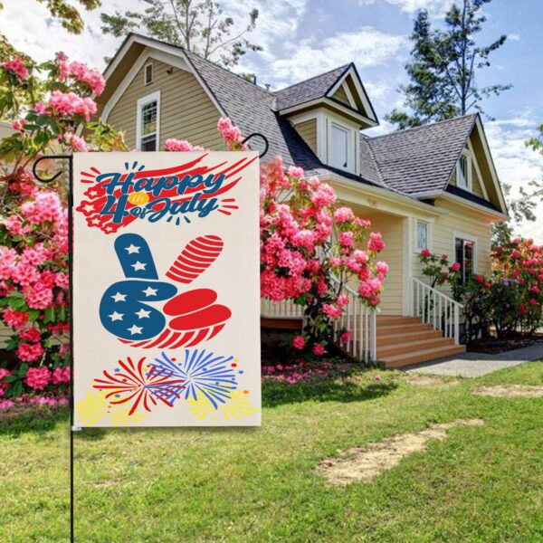 Independence Day Linen Garden Flag Banner – 4th Of July – Peace 12 inches x 18 inches Garden Banner Flags Decorative Yard 5