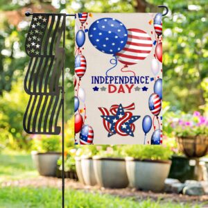 Independence Day Linen Garden Flag Banner – 4th Of July – Balloons 12 inches x 18 inches Garden Banner Flags Decorative Yard