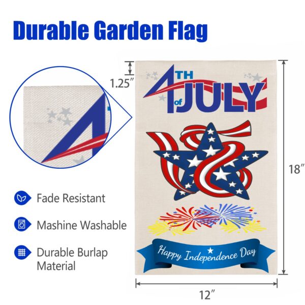 Independence Day Linen Garden Flag Banner – 4th Of July – Star 12 inches x 18 inches Garden Banner Flags Decorative Yard 3