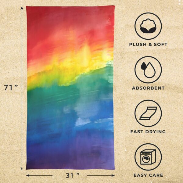Beach Towel – LGBTQ World Pride Month Rainbow Flag Horizontal Beach Towel 31"x71" Beach Towels beach towel 2
