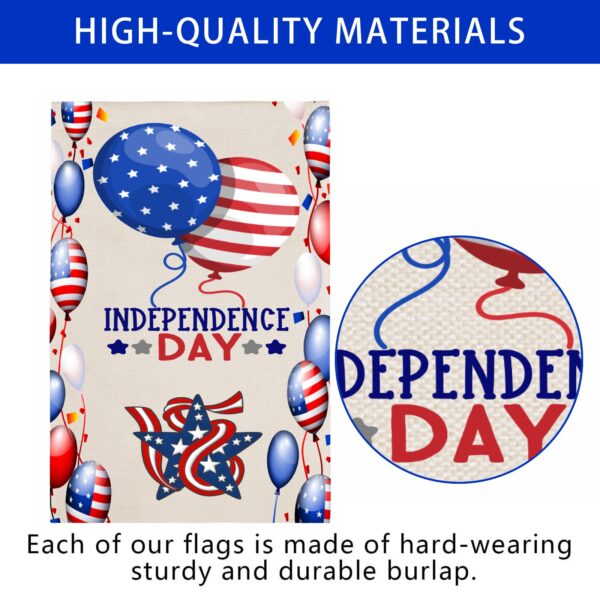 Independence Day Linen Garden Flag Banner – 4th Of July – Balloons 12 inches x 18 inches Garden Banner Flags Decorative Yard 2