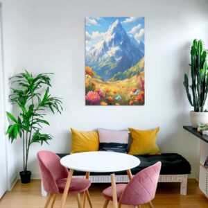 Canvas Prints Wall Art Print Decor – Framed Canvas Print 12×18 inch – Mountain Fields 12" x 18" Abstract Canvas Art