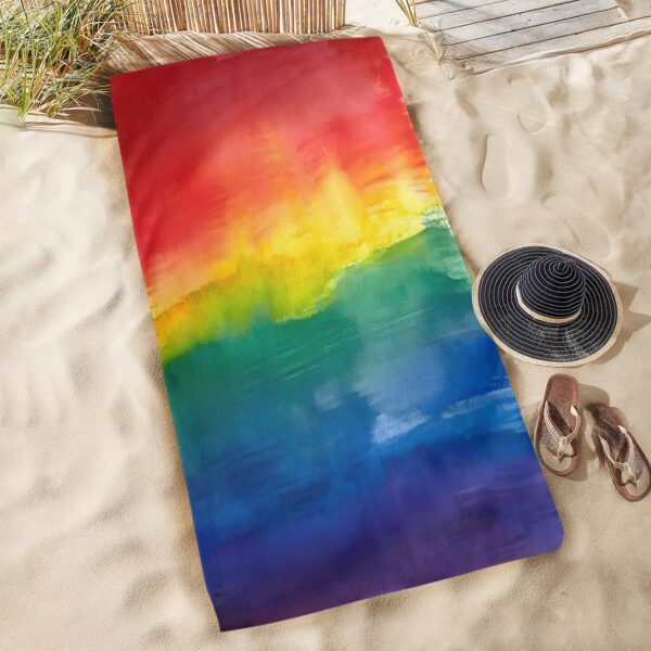 Beach Towel – LGBTQ World Pride Month Rainbow Flag Horizontal Beach Towel 31"x71" Beach Towels beach towel 5