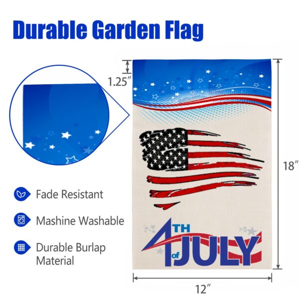 Independence Day Linen Garden Flag Banner – 4th Of July – Flagged 12 inches x 18 inches Garden Banner Flags Decorative Yard 3