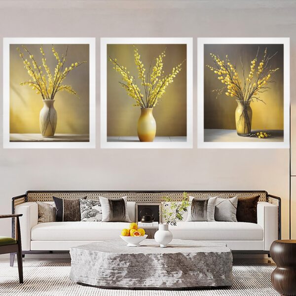 Canvas Wall Art Print – Home Decor Painting – Willows in Gold-2 20×24 (3-Pack) 20"x24" Abstract Canvas Art