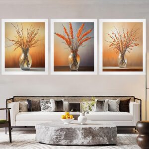 Canvas Wall Art Print – Home Decor Painting – Willows in Orange 20×24 (3-Pack) 20"x24" Abstract Canvas Art