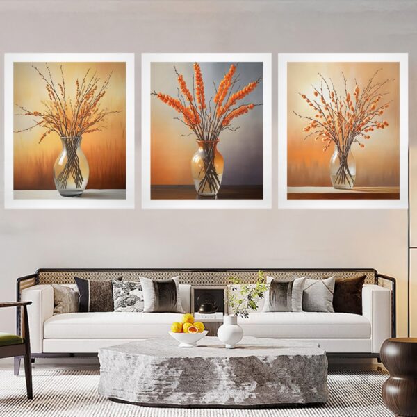 Canvas Wall Art Print – Home Decor Painting – Willows in Orange 20×24 (3-Pack) 20"x24" Abstract Canvas Art