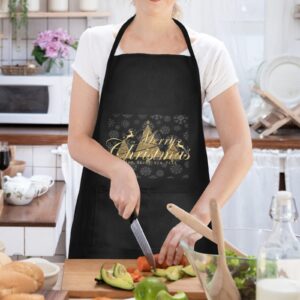 Christmas Holiday Chef Kitchen Apron – Gold-Trees Custom Apron for Women Aprons christmas